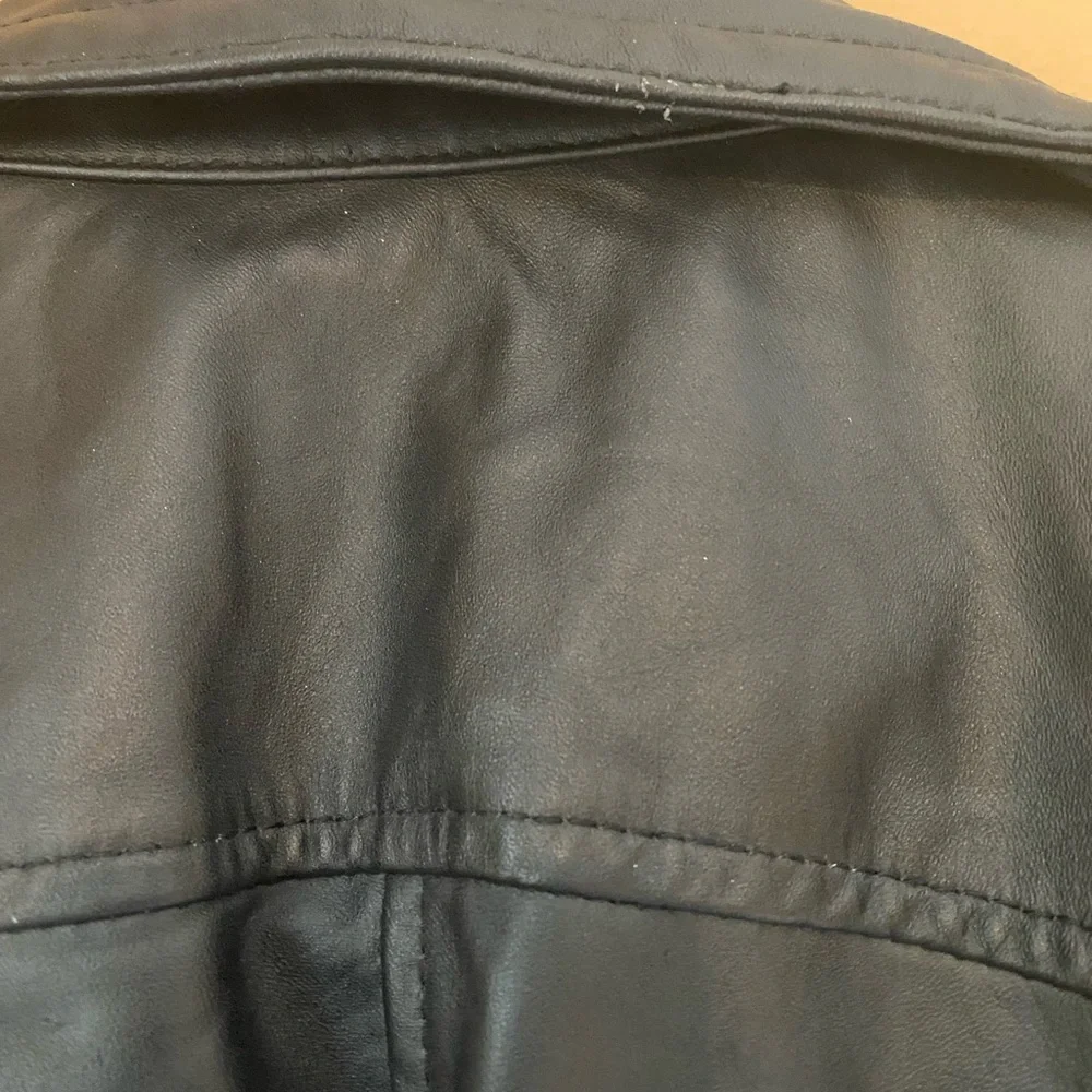 Black Double-Breasted Leather Jacket - Picture 6 of 8